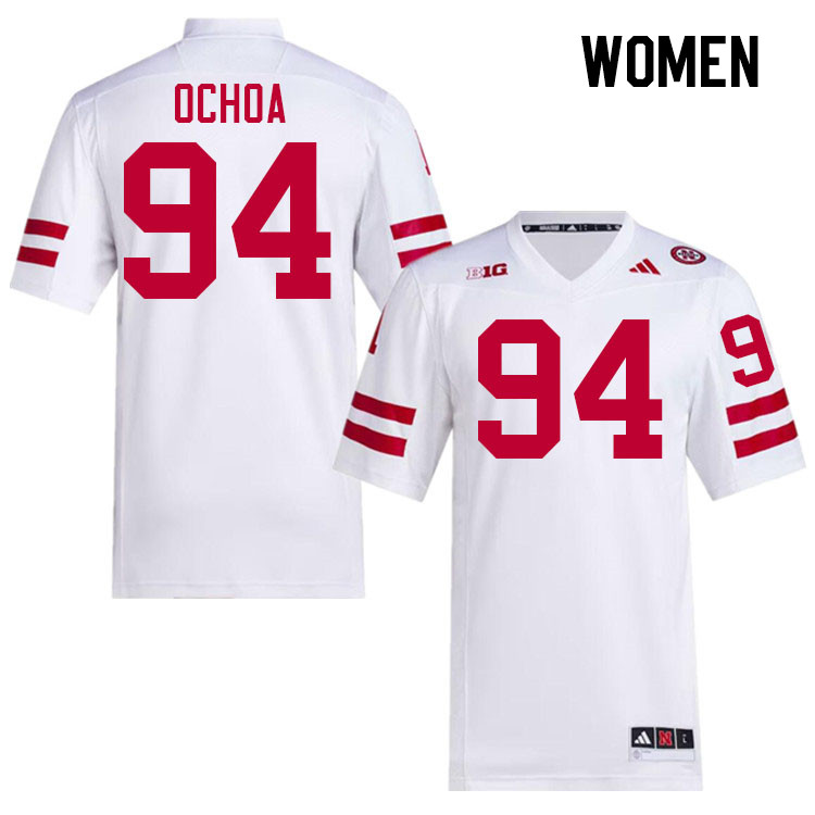 Women #94 Jordan Ochoa Nebraska Cornhuskers College Football Jerseys Stitched Sale-White